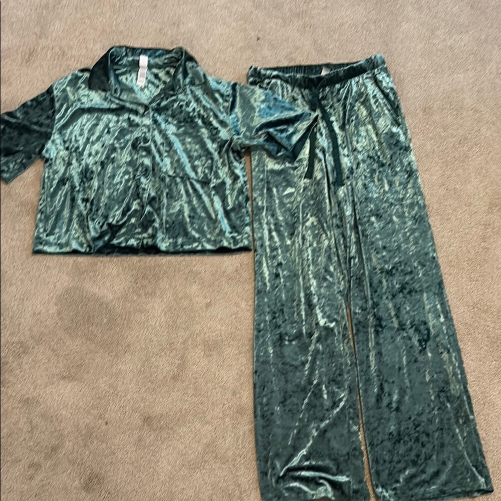 Target Green Velvet Pajama Set